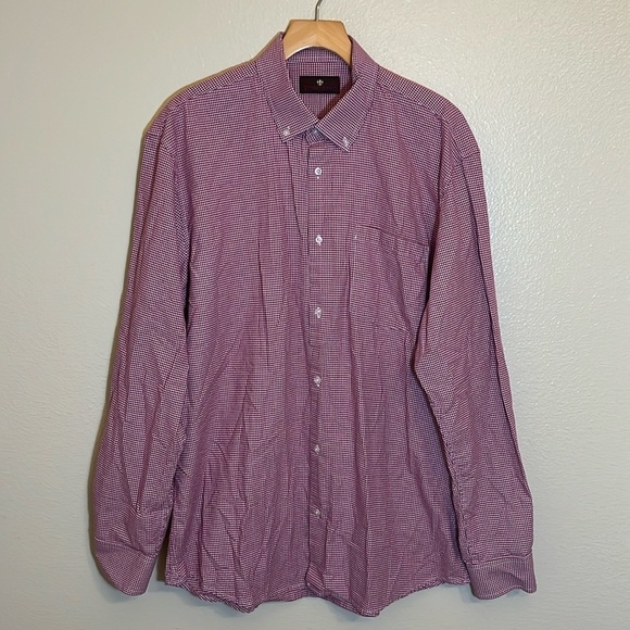 Toscano Red Checkered Long Sleeve Button Down Shirt - Picture 1 of 11